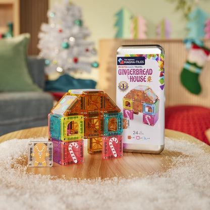 Magna-Tiles MicroMAGS 24-delige peperkoek huis reisset, het originele magnetische bouwmerk