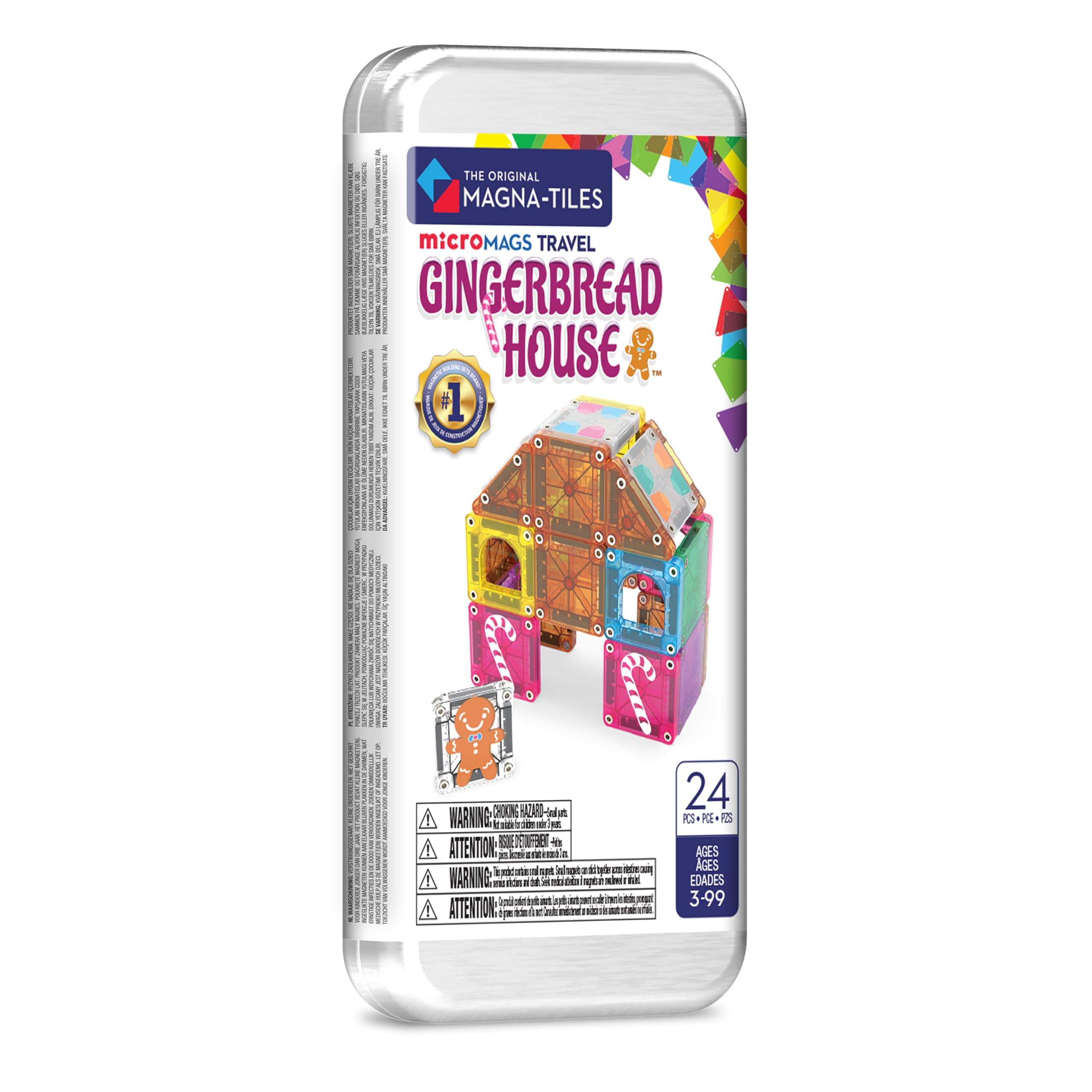 Magna-Tiles MicroMAGS 24-delige peperkoek huis reisset, het originele magnetische bouwmerk