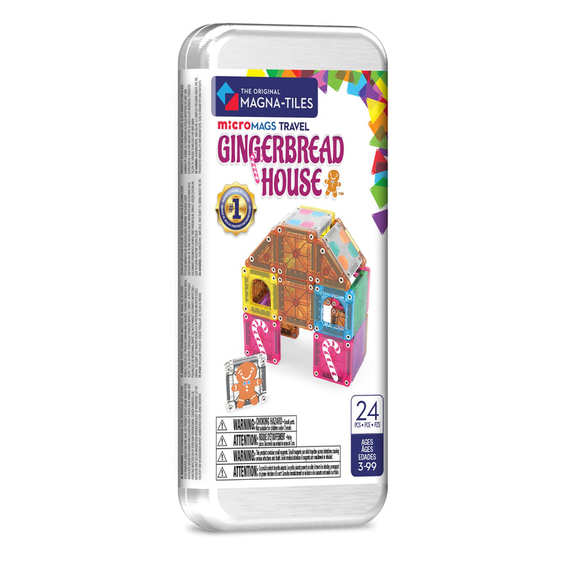 Magna-Tiles MicroMAGS 24-delige peperkoek huis reisset, het originele magnetische bouwmerk