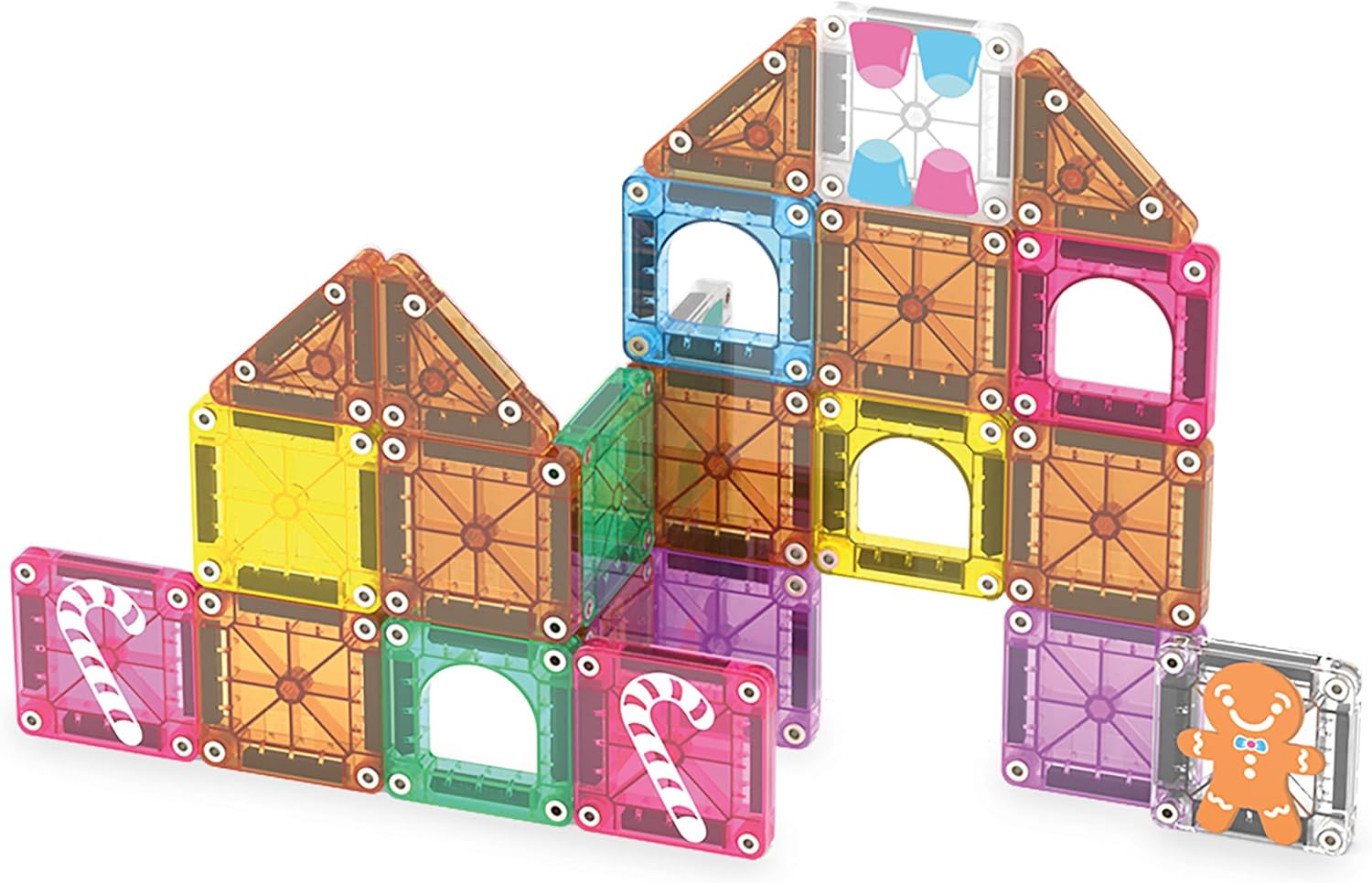 Magna-Tiles MicroMAGS 24-delige peperkoek huis reisset, het originele magnetische bouwmerk