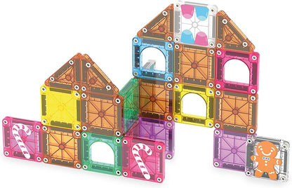 Magna-Tiles MicroMAGS 24-delige peperkoek huis reisset, het originele magnetische bouwmerk