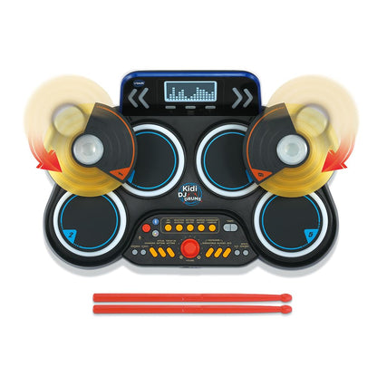 VTech - Kidi DJ Drums, elektronische batterij voor kinderen met lichtgevende pads, cimbalen, drumsticks, bluetooth, jack-aansluiting voor hoofdtelefoon, leren en spelletjes, cadeau voor kinderen vanaf