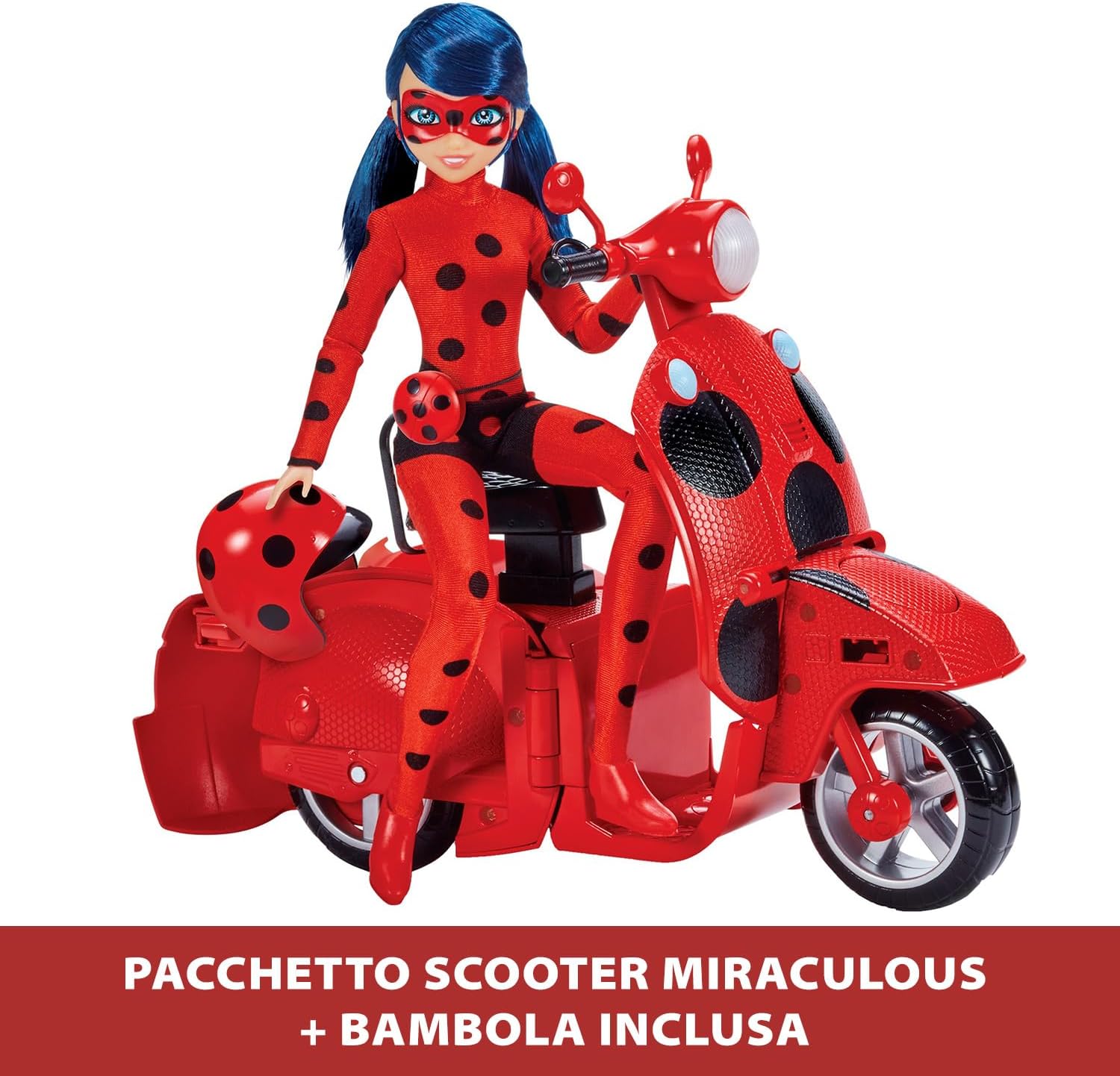 Bandai - Miraculous Ladybug - Scooter Miraculous Switch’n go + beweegbare pop Ladybug Lucky Charm 26 cm - P50668