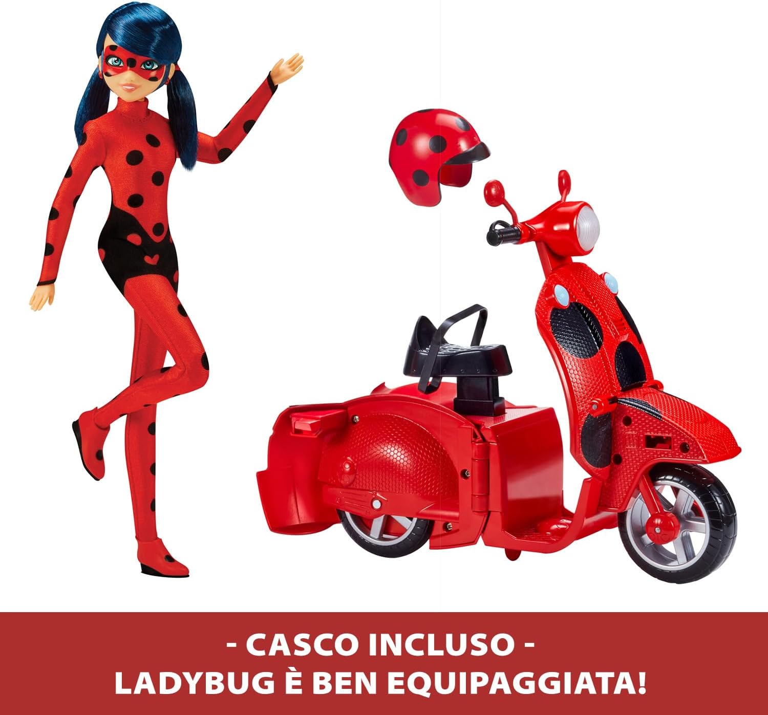 Bandai - Miraculous Ladybug - Scooter Miraculous Switch’n go + beweegbare pop Ladybug Lucky Charm 26 cm - P50668