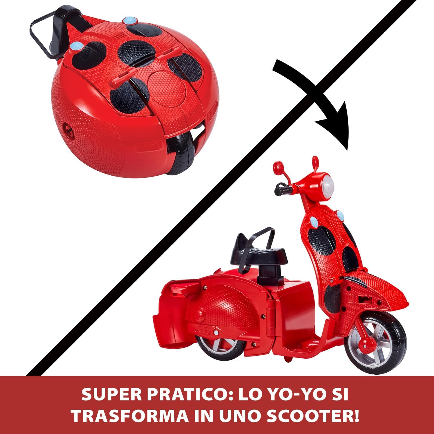 Bandai - Miraculous Ladybug - Scooter Miraculous Switch’n go + beweegbare pop Ladybug Lucky Charm 26 cm - P50668