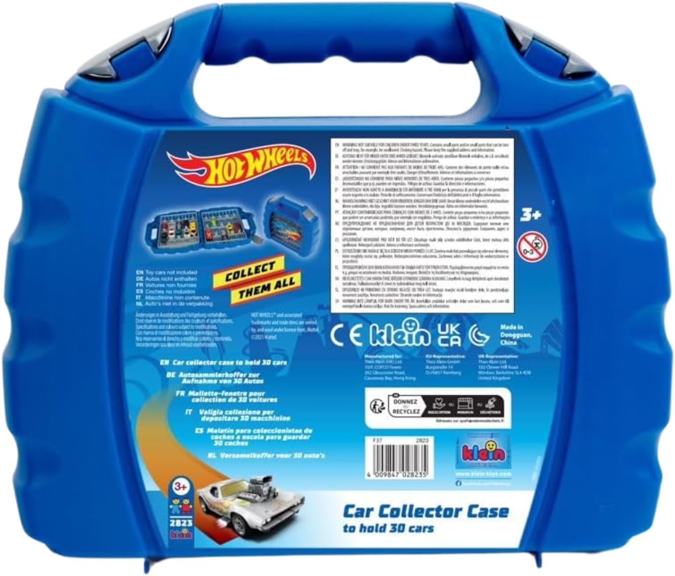 Theo Klein 2823 Hot Wheels-verzamelkoffer I Stevige koffer met opbergvakken voor maximaal 30 auto's I Praktisch, robuust handvat I Afmetingen: 26,6 cm x 32 cm x 8,8 cm I Speelgoed voor kinderen vanaf