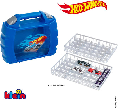 Theo Klein 2823 Hot Wheels-verzamelkoffer I Stevige koffer met opbergvakken voor maximaal 30 auto's I Praktisch, robuust handvat I Afmetingen: 26,6 cm x 32 cm x 8,8 cm I Speelgoed voor kinderen vanaf
