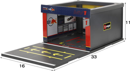 Bburago - Pit Stop Red Bull RB20 (2024) #1 Verstappen, Speelset met Diorama, Voertuig Schaal 1:43 en 6 Monteurs, Gedetailleerde Replica, Red Bull-Licentie, Leeftijd 3+ Jaar
