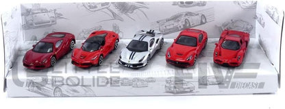 BBURAGO - Geschenkpakket 5 Ferrari Drives - 5 realistische iconische automodellen van 3" inch, officiële Ferrari-licentie, aanbevolen leeftijd 3+ jaar