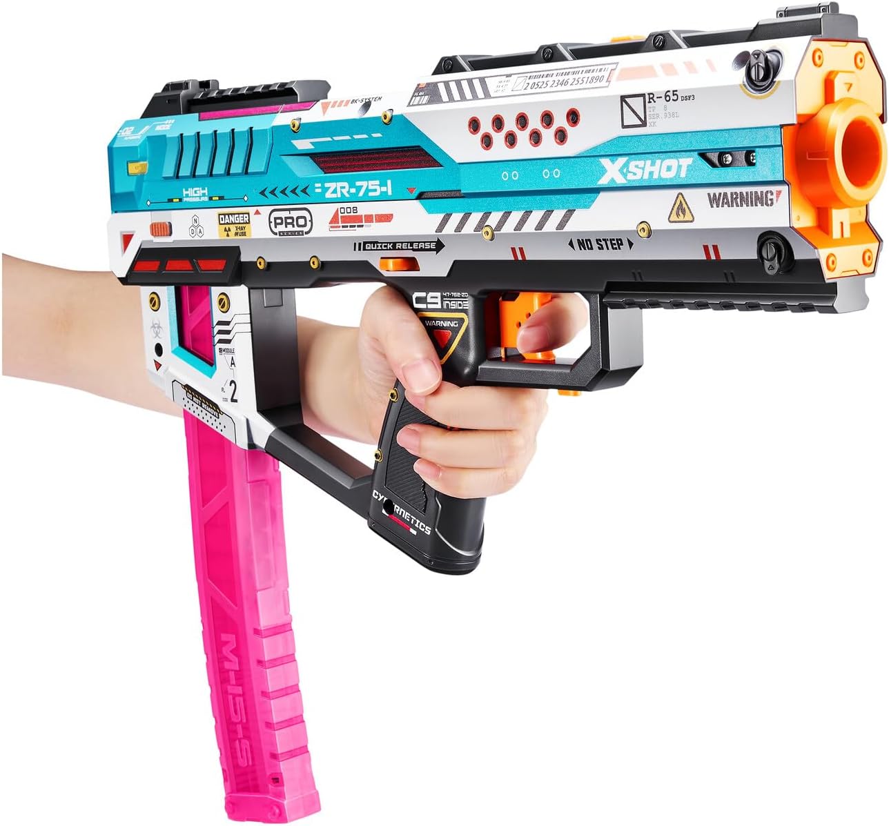 XSHOT Skins Pro Series Fury X Blaster Toy Gun, 40 Foam Half Darts, Slam Fire Action, 20 Dart QuickRelease Clip, Air Pocket Tech, 42,7 m bereik, Fast Reload Foam Blaster voor kinderen en tieners S1