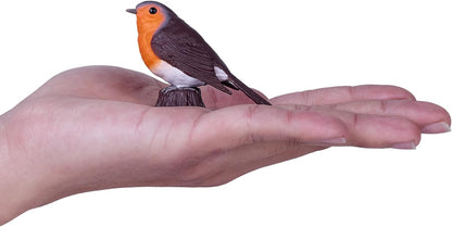 MOJO Bird Enthusiast Collection 1 - Handgeschilderde beeldjes, verzamelobjecten, speelgoed, gedetailleerde sculpturen met QR-code voor leuke weetjes (European Robin)