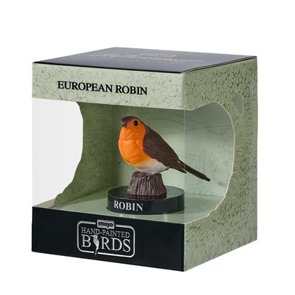 MOJO Bird Enthusiast Collection 1 - Handgeschilderde beeldjes, verzamelobjecten, speelgoed, gedetailleerde sculpturen met QR-code voor leuke weetjes (European Robin)