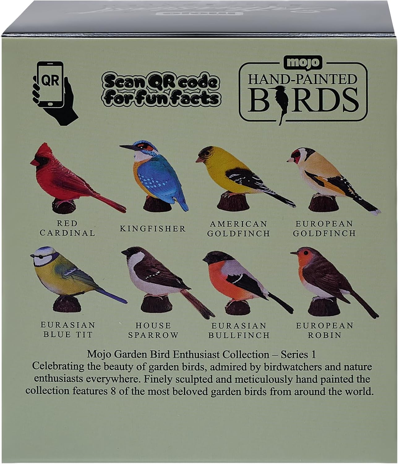 MOJO Blue Tit Garden Bird Enthusiast Collection Serie 1, handgeschilderde beeldjes, verzamelobjecten voor dieren in het wild, speelgoed, gedetailleerde sculpturen met QR-code voor leuke weetjes