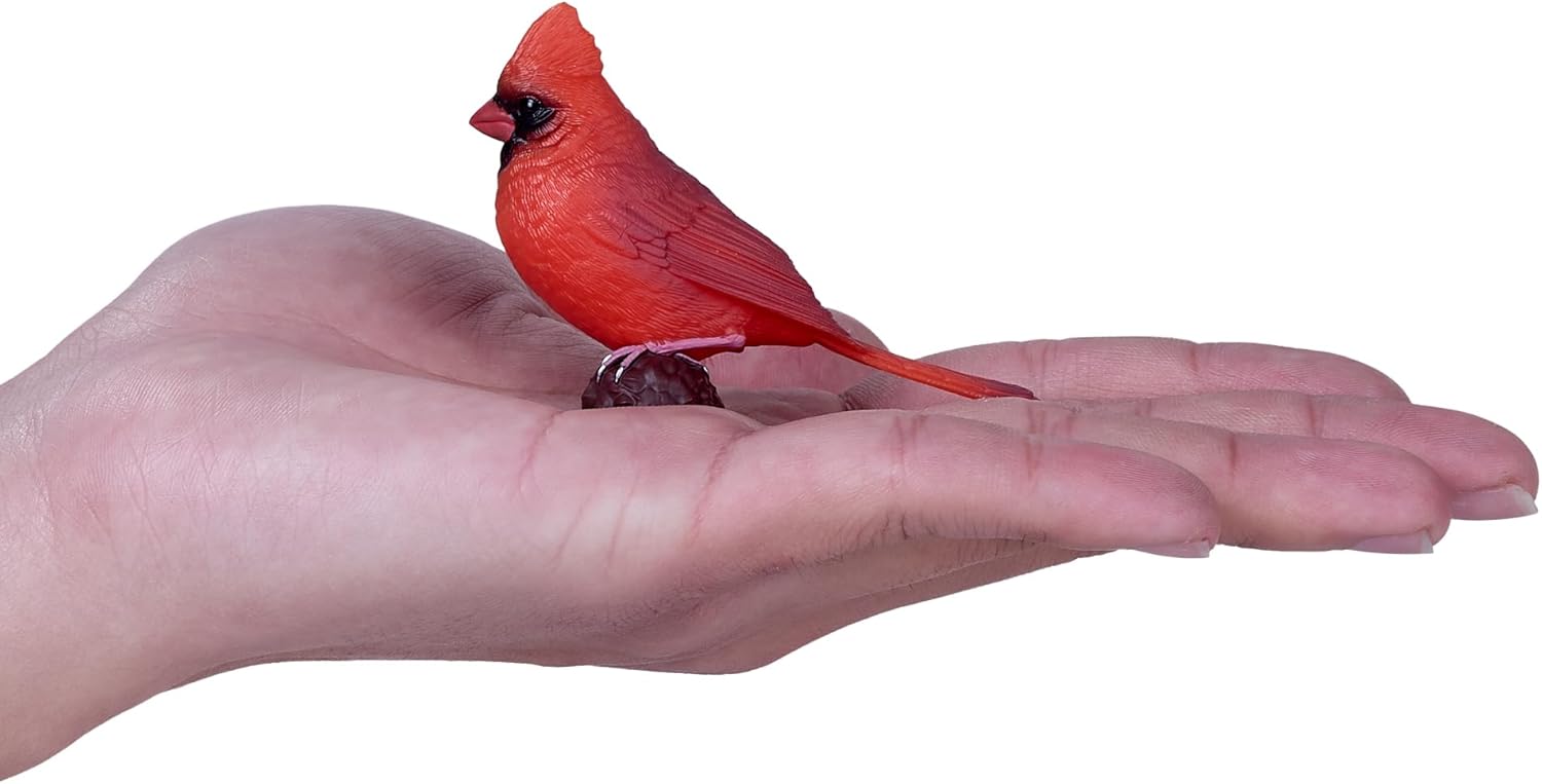 MOJO | American Red Cardinal Garden Bird Enthusiast Collection Series 1, handgeschilderde beeldjes, verzamelobjecten voor dieren in het wild, speelgoed, gedetailleerde sculpturen met QR-code voor