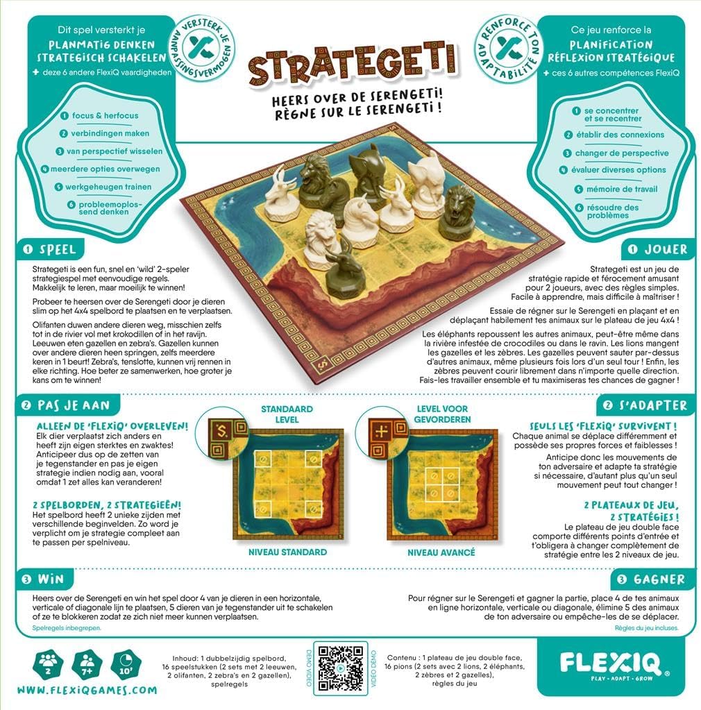 FlexIQ | Strategeti Bordspel | Vanaf 7+ | 2 spelers | Speelduur: 10 Minuten| NL/FR Versie