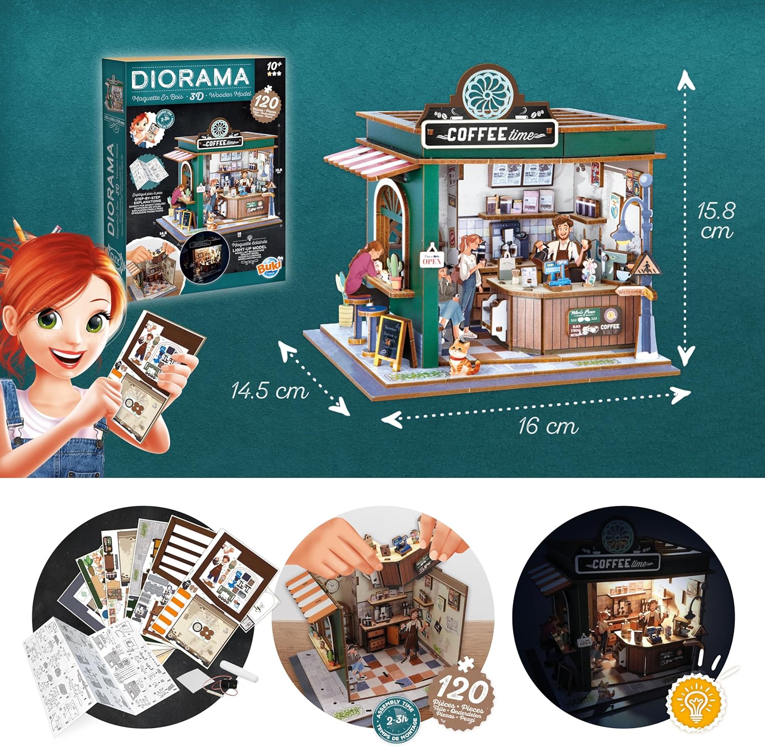 Houten Bouwpakket Diorama Cafe - 120Dlg.
