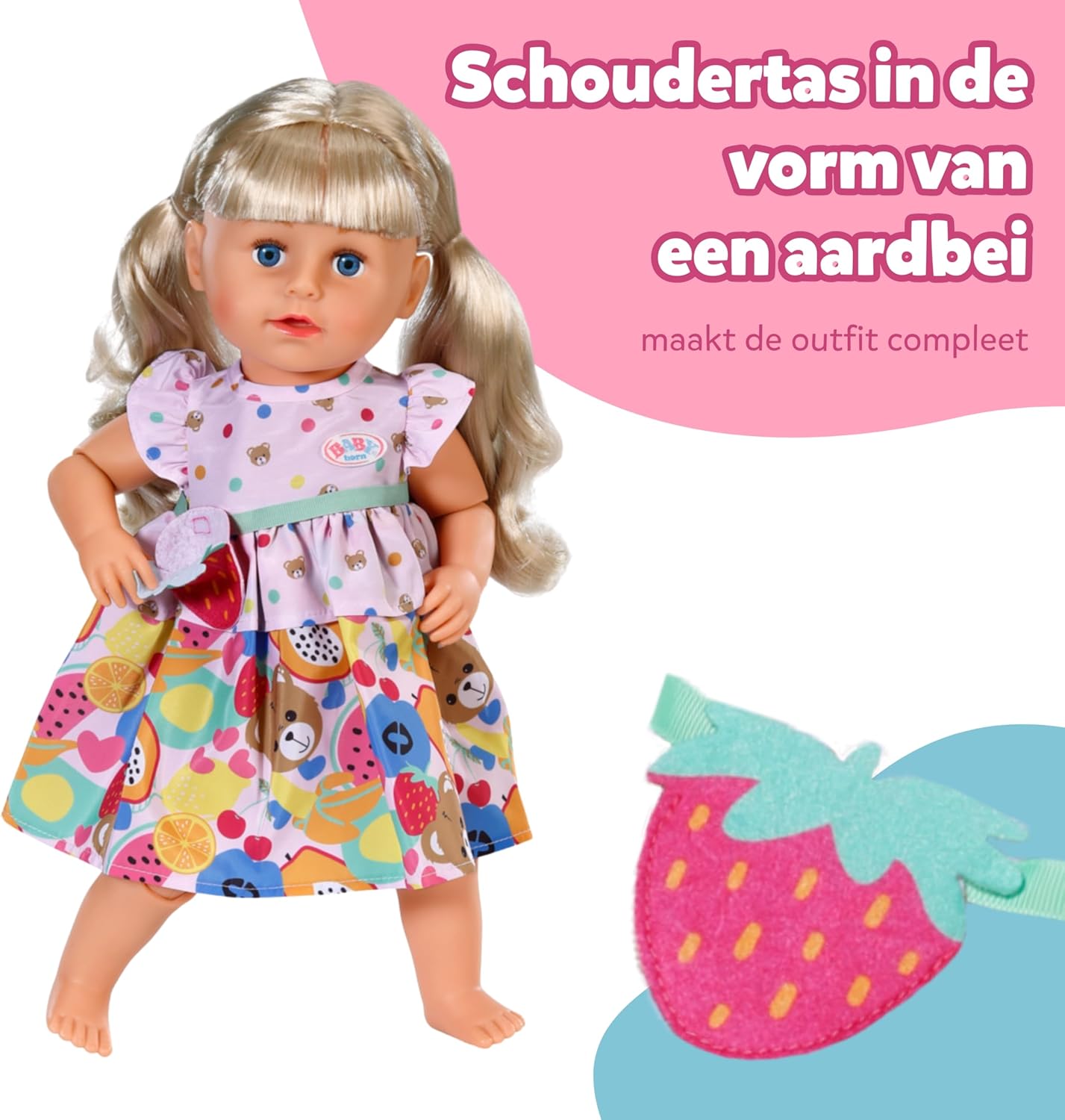Baby Born Fruitjurk Met Aardbeien Handtas - 43Cm