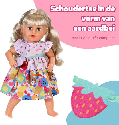 Baby Born Fruitjurk Met Aardbeien Handtas - 43Cm