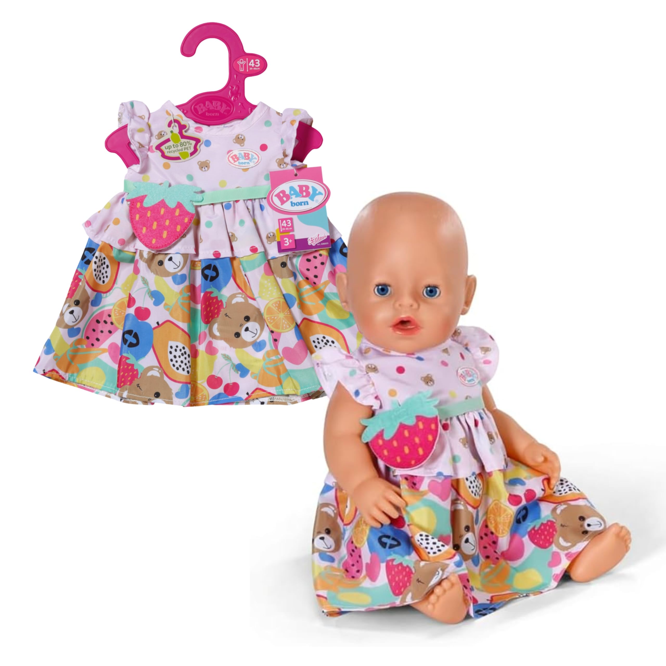Baby Born Fruitjurk Met Aardbeien Handtas - 43Cm