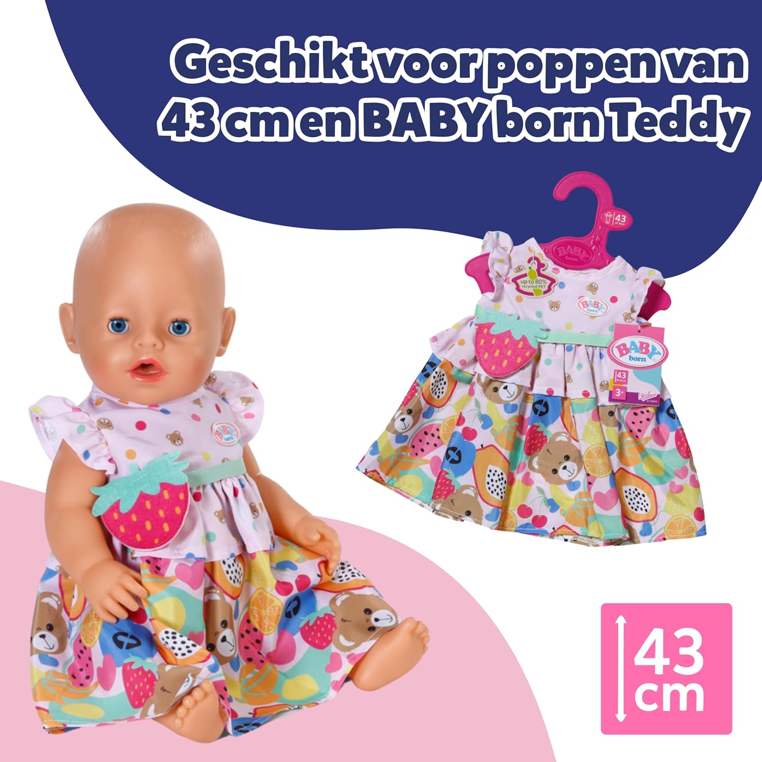 Baby Born Fruitjurk Met Aardbeien Handtas - 43Cm