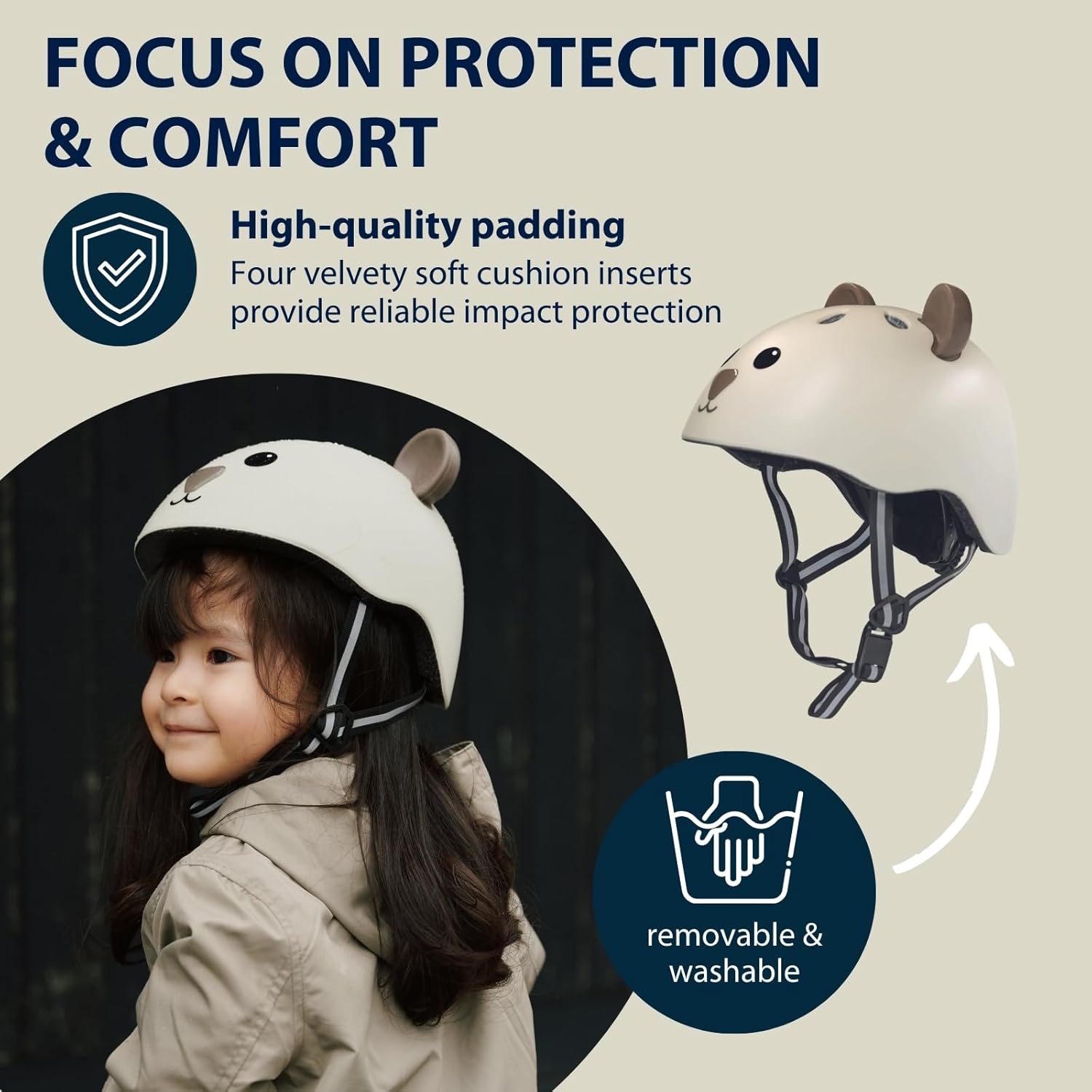 Hudora Kinderhelm Beary Mokka - Maat 48-52