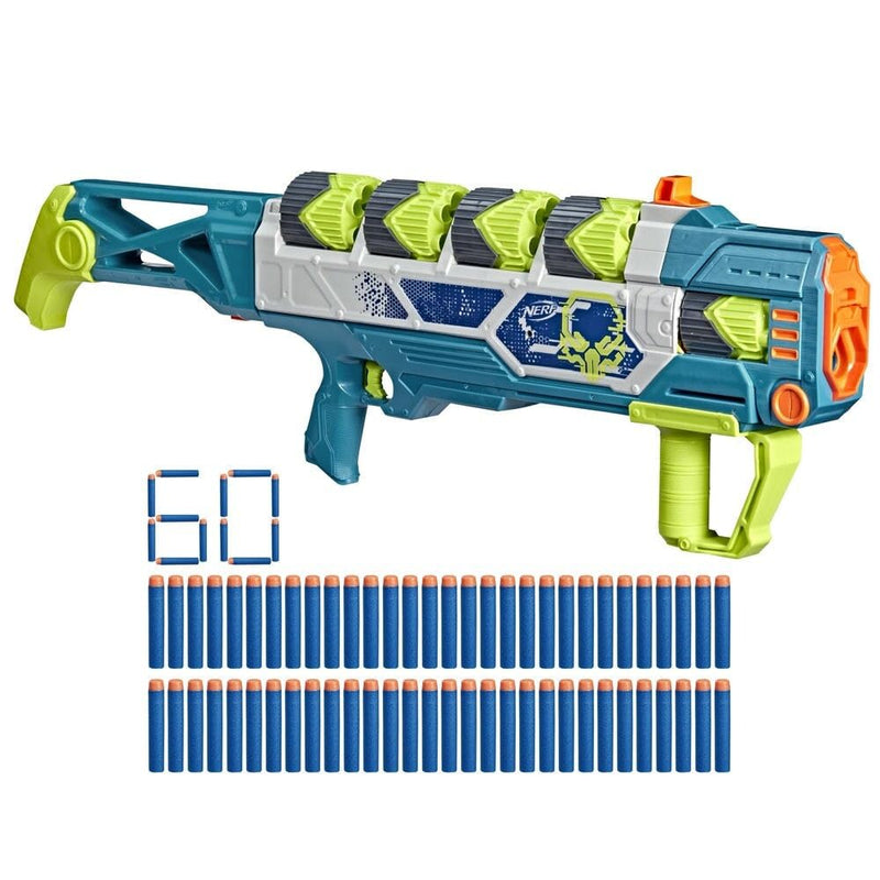 Nerf Rebel Ops Doom Cannon Dart-Blaster mit 60 Nerf Elite Darts aus Schaumstoff & 5 Superhülsen für 12 Darts, Spielzeug und Geschenk für Kinder, ab 8 Jahren