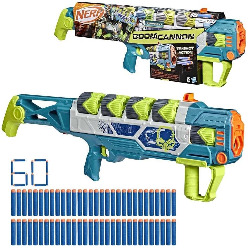 Nerf Rebel Ops Doom Cannon Dart-Blaster mit 60 Nerf Elite Darts aus Schaumstoff & 5 Superhülsen für 12 Darts, Spielzeug und Geschenk für Kinder, ab 8 Jahren