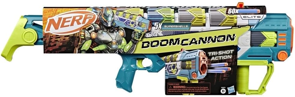 Nerf Rebel Ops Doom Cannon Dart-Blaster mit 60 Nerf Elite Darts aus Schaumstoff & 5 Superhülsen für 12 Darts, Spielzeug und Geschenk für Kinder, ab 8 Jahren