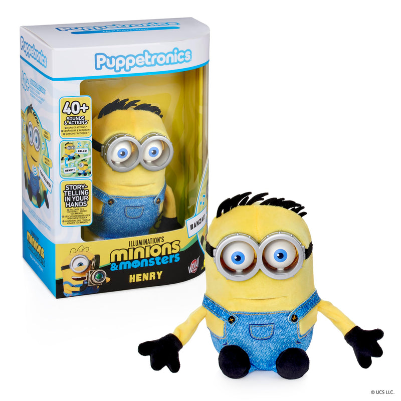 Wow! Stuff Minions Palm Puppetronic - Henry | 40+ geluiden en acties | Knipperend oog en bewegende mond | paren met Minions James & Dick Palm Puppetronics | voor fans vanaf 6 jaar