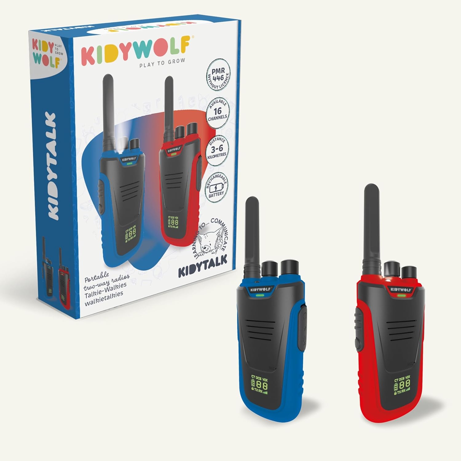 Kidywolf Kidytalk Walkie Talkies Blauw/Rood