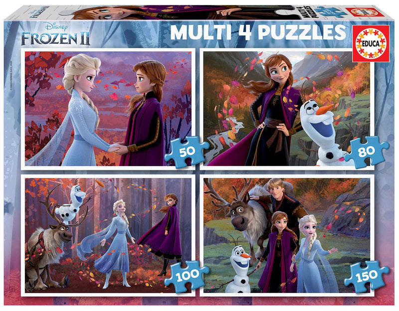 Educa - Frozen 4-in-1 Puzzelset 50+80+100+150st | Progressief | Van | 4 progressieve puzzels 50+80+100+150st | Groeit mee met je kind | Vanaf 5+ (18640)