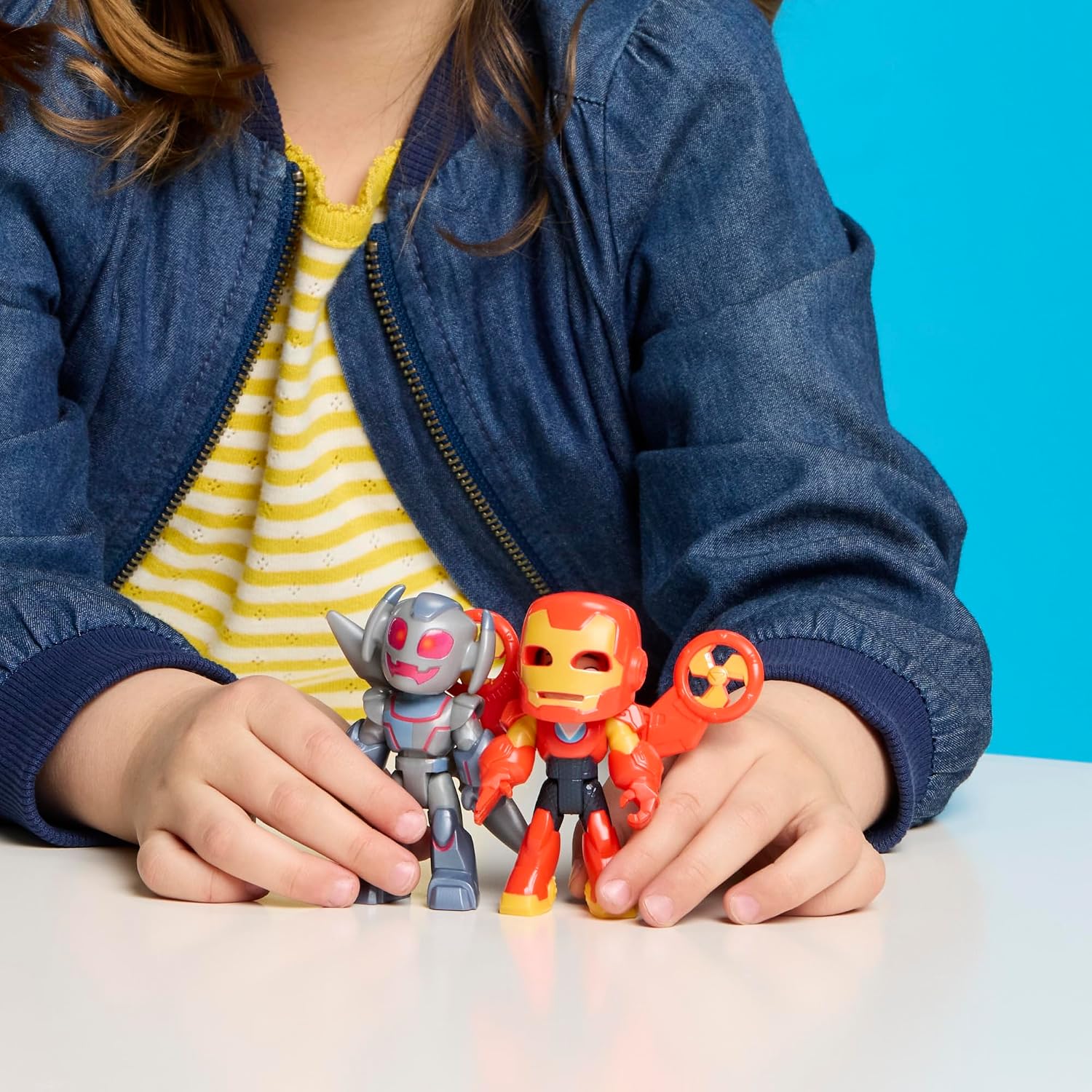 Disney Jr. Series Marvel's Iron Man and his Awesome Friends Iron Antics Pack, 7.6 cm Iron Man and Ultron Action Figure 2-Pack, Super Hero Toys, Figures, Ages 3+