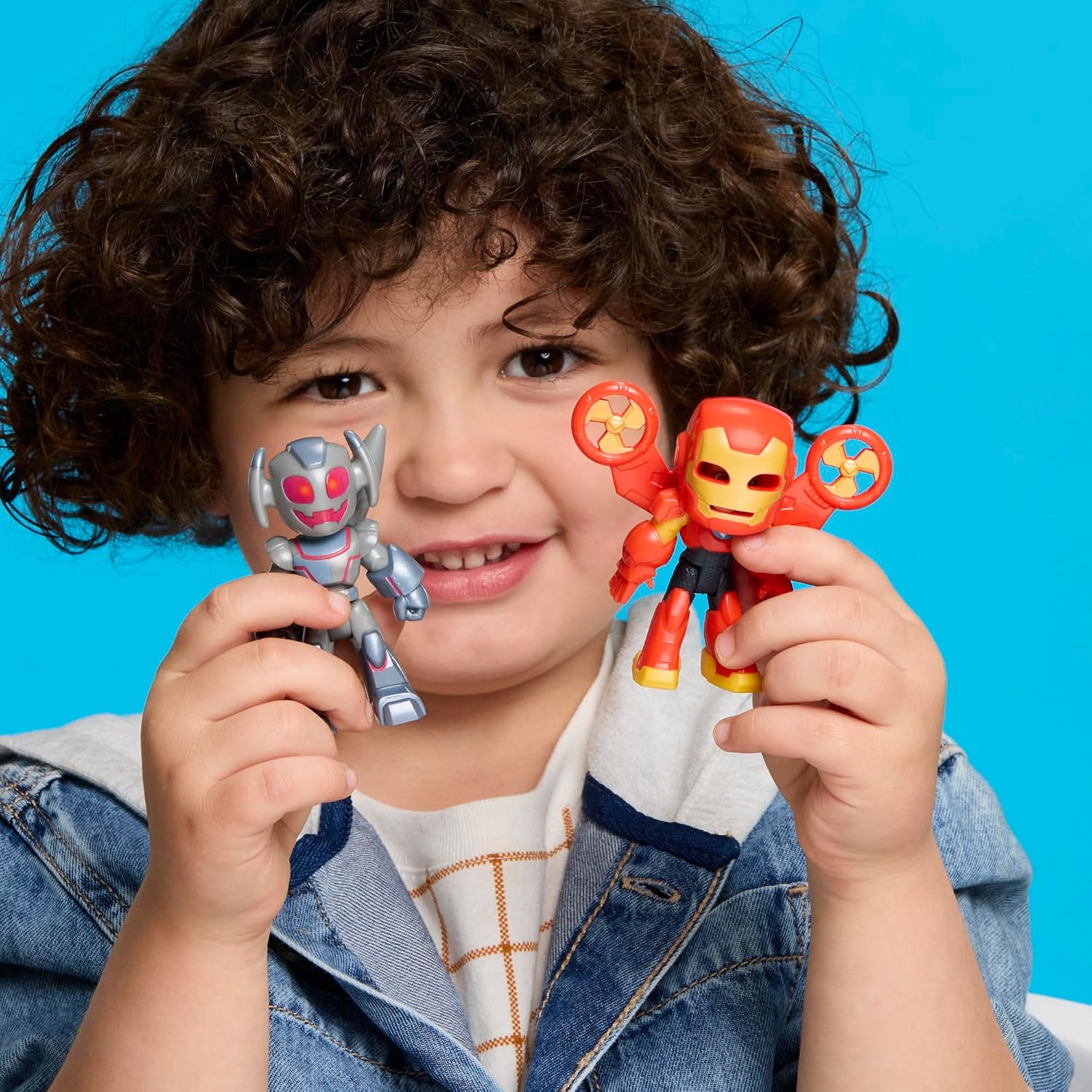 Disney Jr. Series Marvel's Iron Man and his Awesome Friends Iron Antics Pack, 7.6 cm Iron Man and Ultron Action Figure 2-Pack, Super Hero Toys, Figures, Ages 3+