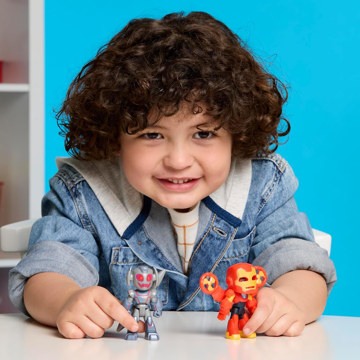 Disney Jr. Series Marvel's Iron Man and his Awesome Friends Iron Antics Pack, 7.6 cm Iron Man and Ultron Action Figure 2-Pack, Super Hero Toys, Figures, Ages 3+