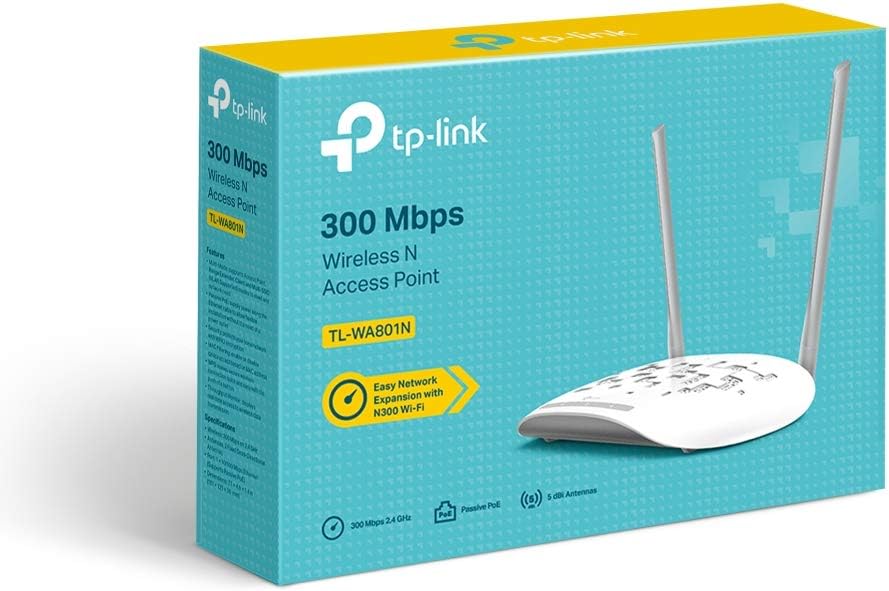 TP-Link TL-WA801N 300 Mbps Wireless N Access Point, Passive PoE Power Injector, Supports Multiple Operation Modes Access Point, Multi-SSID, Client, and Range Extender Modes, 10/100M Ethernet Port