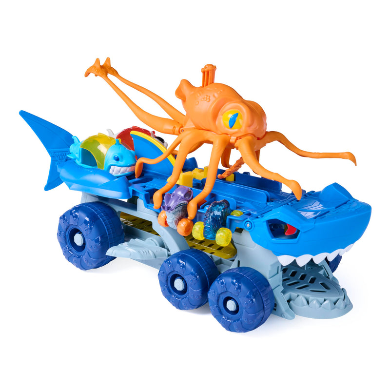 Monster Jam Mini Jams Megalodon Squid Takedown Monster Trucks Playset | Exclusive Megalodon & Monster Manta Mini Toy Trucks, Catapulting Squid, Store & Launch, Pretend Play Gifts for Kids Ages 3+
