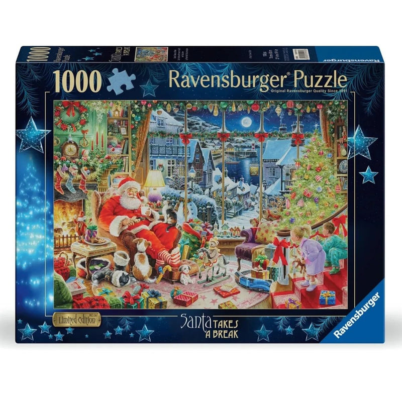 Ravensburger Christmas Limited Edition No.30 Santa Takes a Break 1000 Piece Jigsaw Puzzle by Roy Trower – Festive Winter Scene Collectors Puzzle for Adults & Families