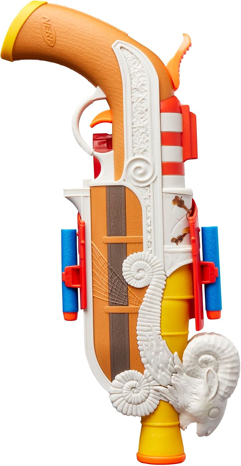 Nerf Netflix One Piece Going Merry Blaster, Clip On Holster, 8 Nerf Elite Darts, Inspired by the Netflix TV Series, Toys & Gifts for Children Aged 8+