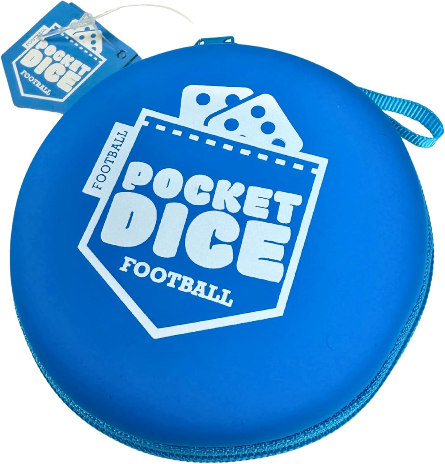 University Games Pocket Dice Football Dice Game, Portable Travel Game with 35 Tokens and 3 Dice, Blue, Ages 6+, 1+ Players