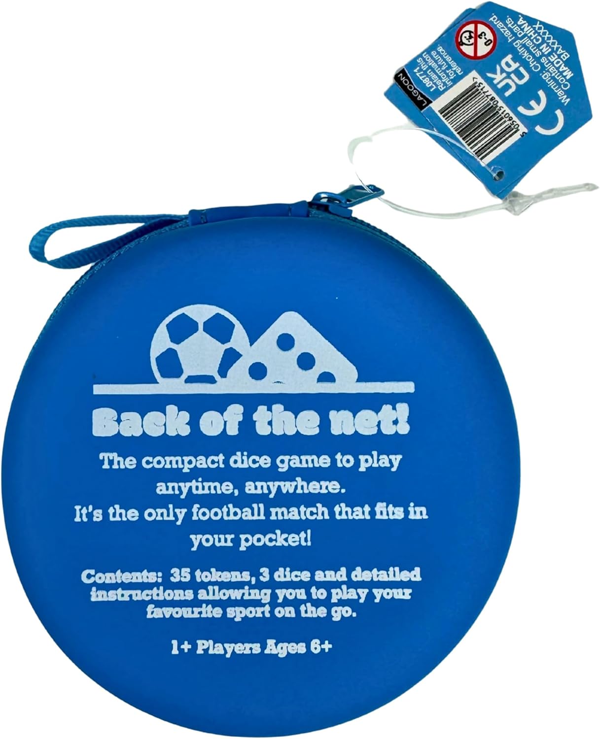 University Games Pocket Dice Football Dice Game, Portable Travel Game with 35 Tokens and 3 Dice, Blue, Ages 6+, 1+ Players