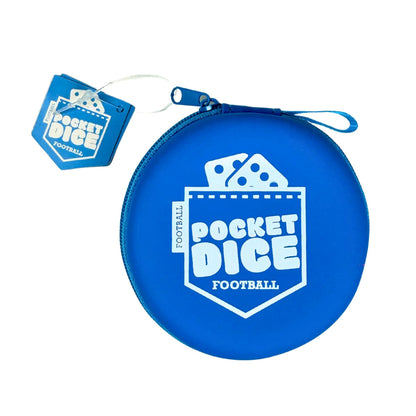 University Games Pocket Dice Football Dice Game, Portable Travel Game with 35 Tokens and 3 Dice, Blue, Ages 6+, 1+ Players