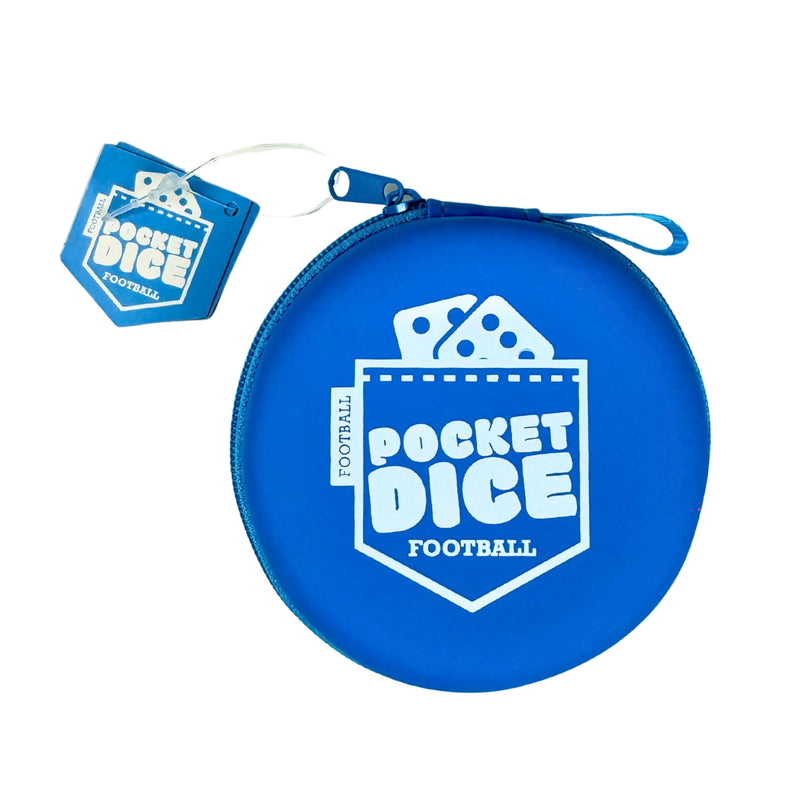University Games Pocket Dice Football Dice Game, Portable Travel Game with 35 Tokens and 3 Dice, Blue, Ages 6+, 1+ Players