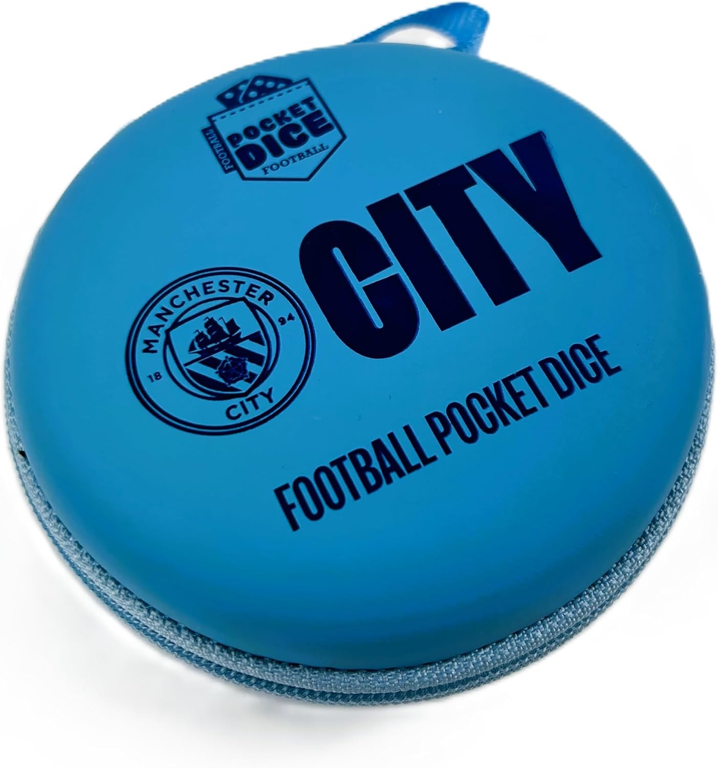 Official Manchester City Football Pocket Dice Game | Licensed Travel Dice Game for 2 Players | Fast-Paced Football Strategy Game with Tokens, Cards & Goal Scoring Action | Portable Family Game