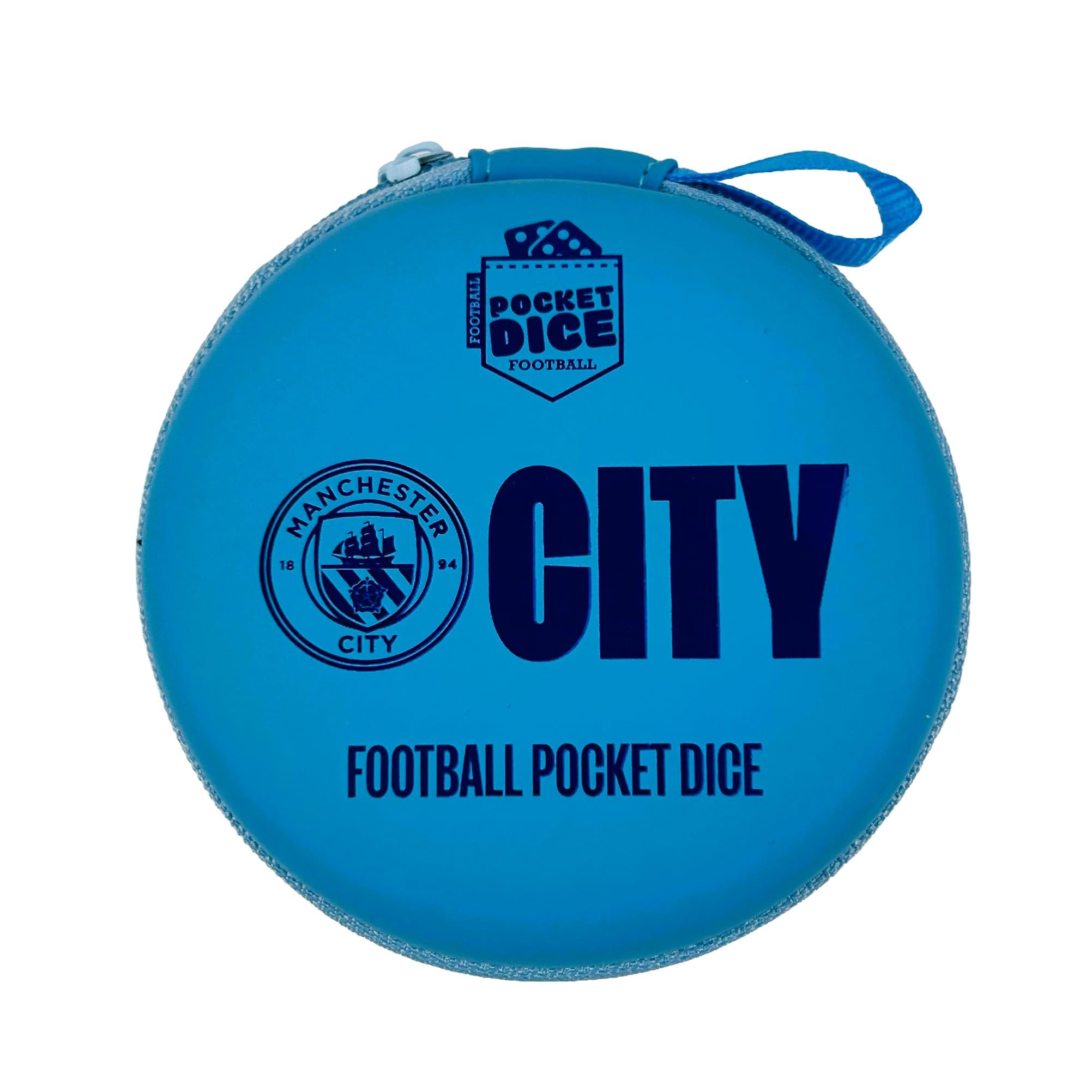 Official Manchester City Football Pocket Dice Game | Licensed Travel Dice Game for 2 Players | Fast-Paced Football Strategy Game with Tokens, Cards & Goal Scoring Action | Portable Family Game