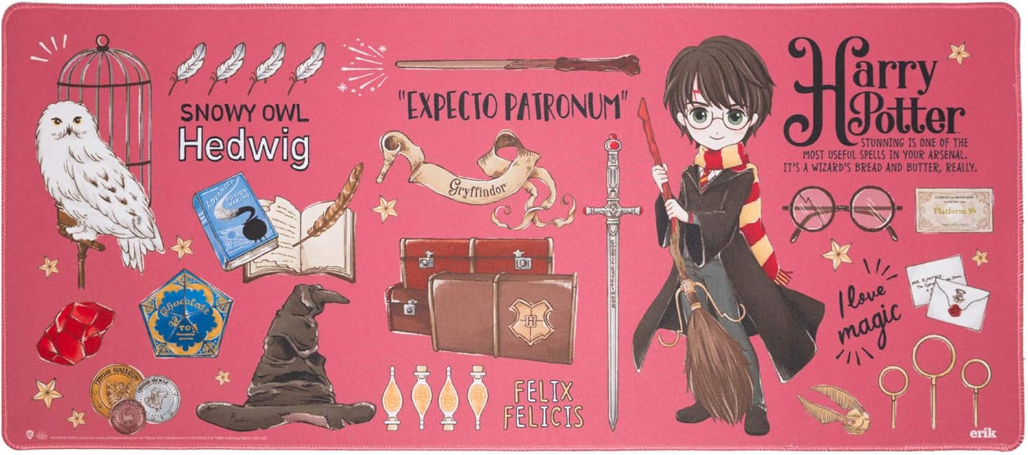 Grupo Erik XL Gaming Mauspad Harry Potter - Gaming Mousepad Groß - Mousepad XXL - Mauspad Gaming - rutschfeste Unterseite, Wasserabweisend und verstärkte Kanten - Harry Potter Fanartikel
