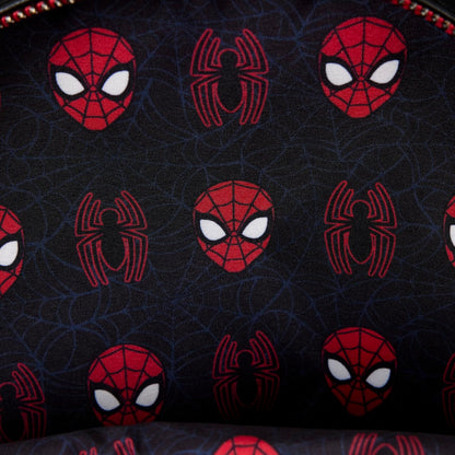 Loungefly Marvel: Spider-Man - Web - Mini zaino ricamato 3D con ciondolo a cerniera - Borse da collezione