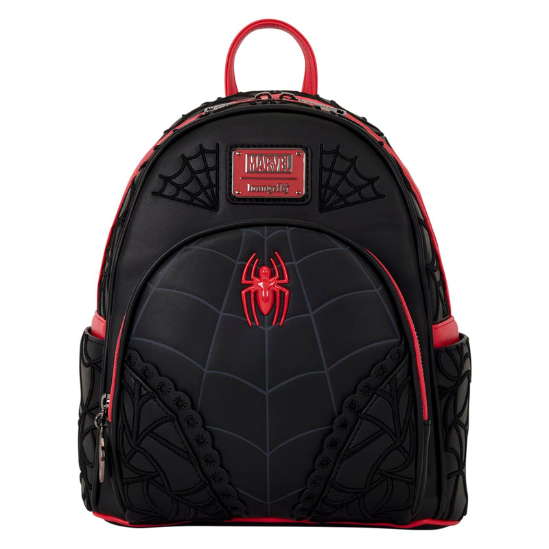 Loungefly Marvel: Spider-Man - Web - Mini zaino ricamato 3D con ciondolo a cerniera - Borse da collezione