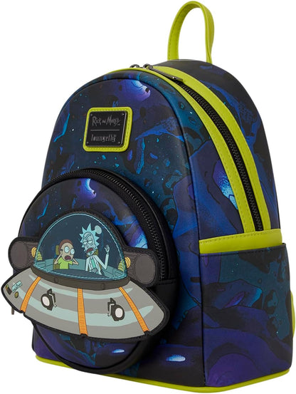 Loungefly Cartoon Network: Rick and Morty - Space Cruiser - Mini Backpack with Zipper Charm - Glow-in-the-Dark - Collectible Bags