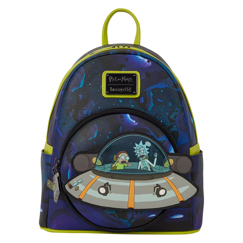 Loungefly Cartoon Network: Rick and Morty - Space Cruiser - Mini Backpack with Zipper Charm - Glow-in-the-Dark - Collectible Bags
