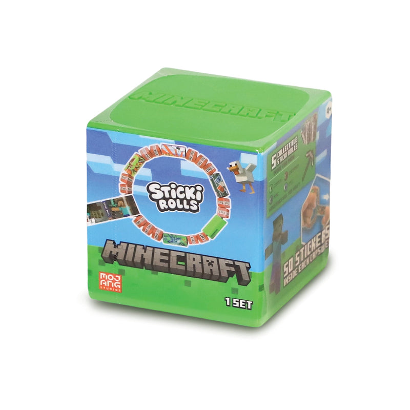 Sticki Rolls Minecraft Mystery Capsule – Officially Licensed Wristband with 50 Holographic Stickers, 4 Rarity Levels to Collect